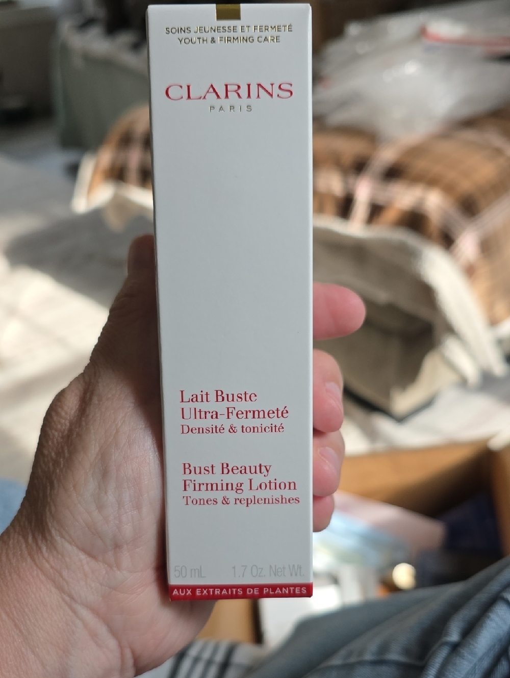 Clarins Bust Beauty Firming Lotion — White & Red Packaging
